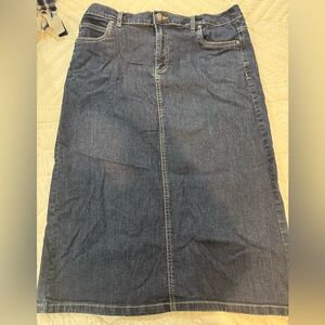 Dark Blue Denim Midi Skirt